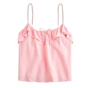 NEW J.Crew Women’s Ruffle Soft Pink Gauze Camisole Top Size XS Soft Girl